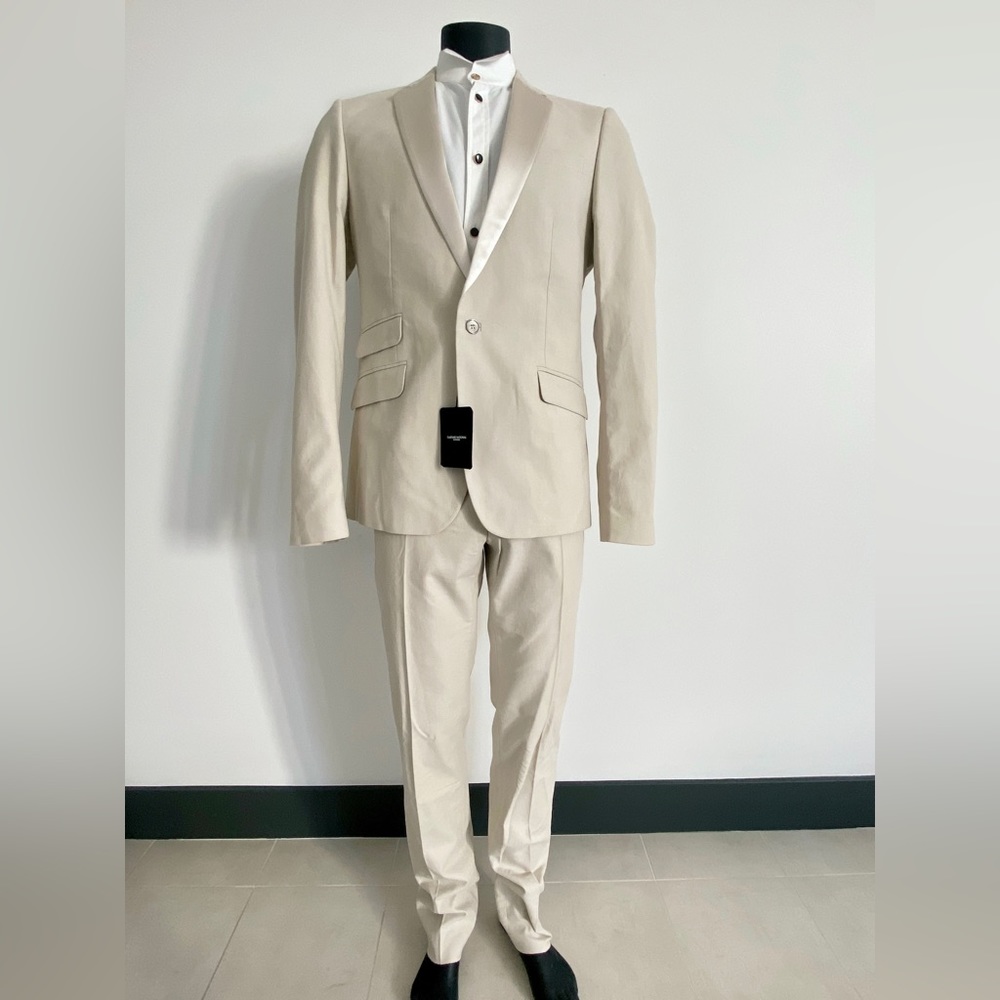 Costume National Cream Suede Tuxedo tux
